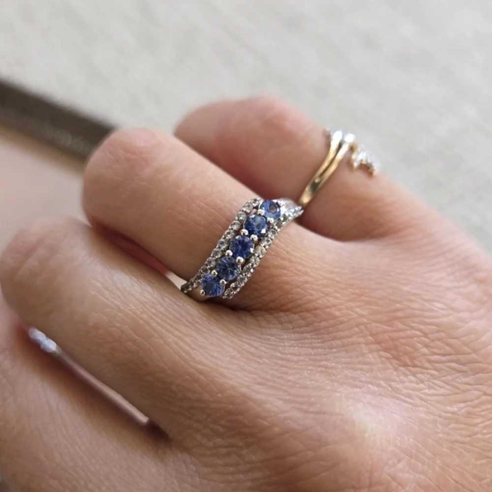 Sterling Blue And White Topaz Ring